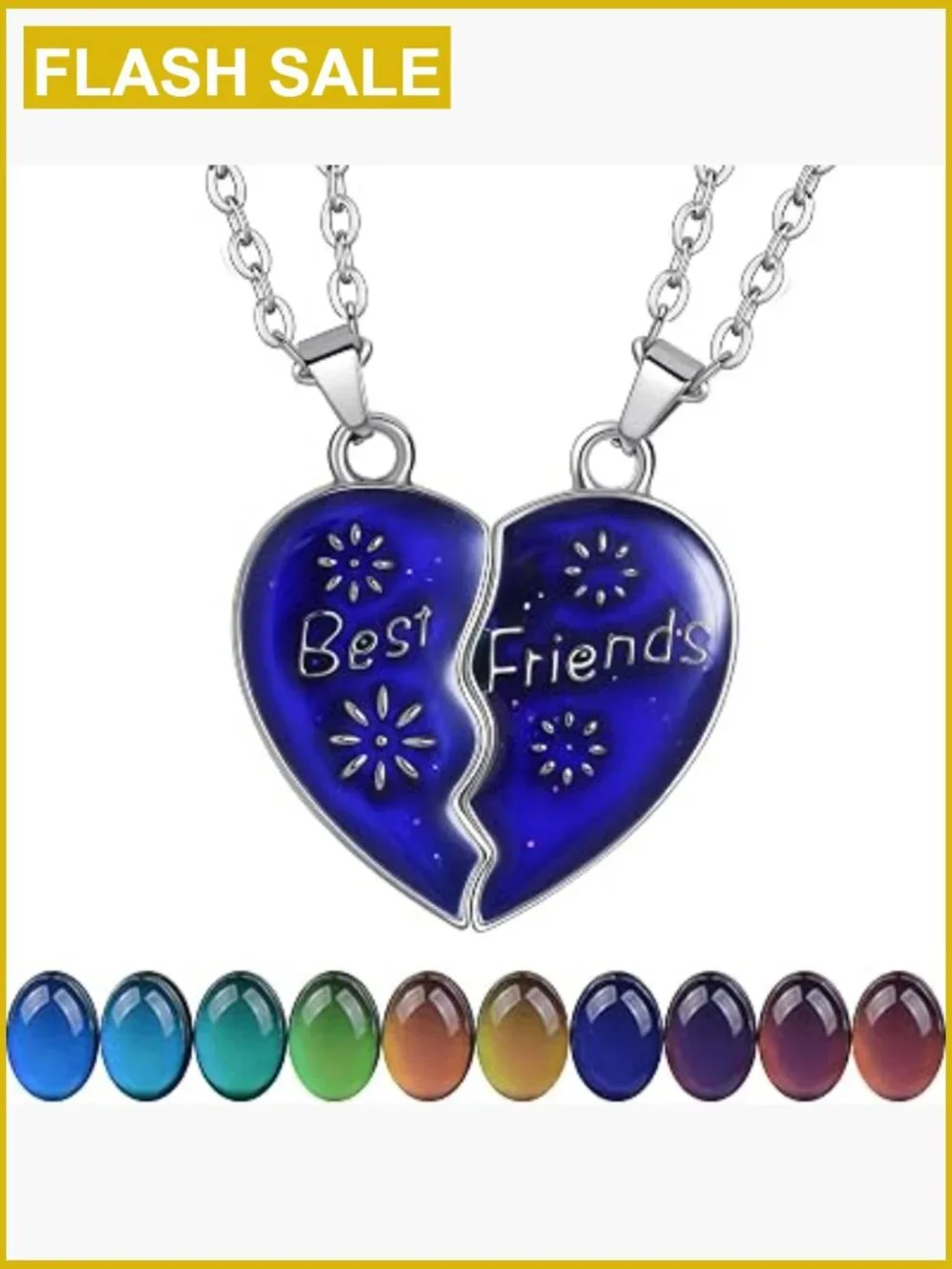 Temperature Sensing Color Changing Pendant Necklace Stainless Steel Chain